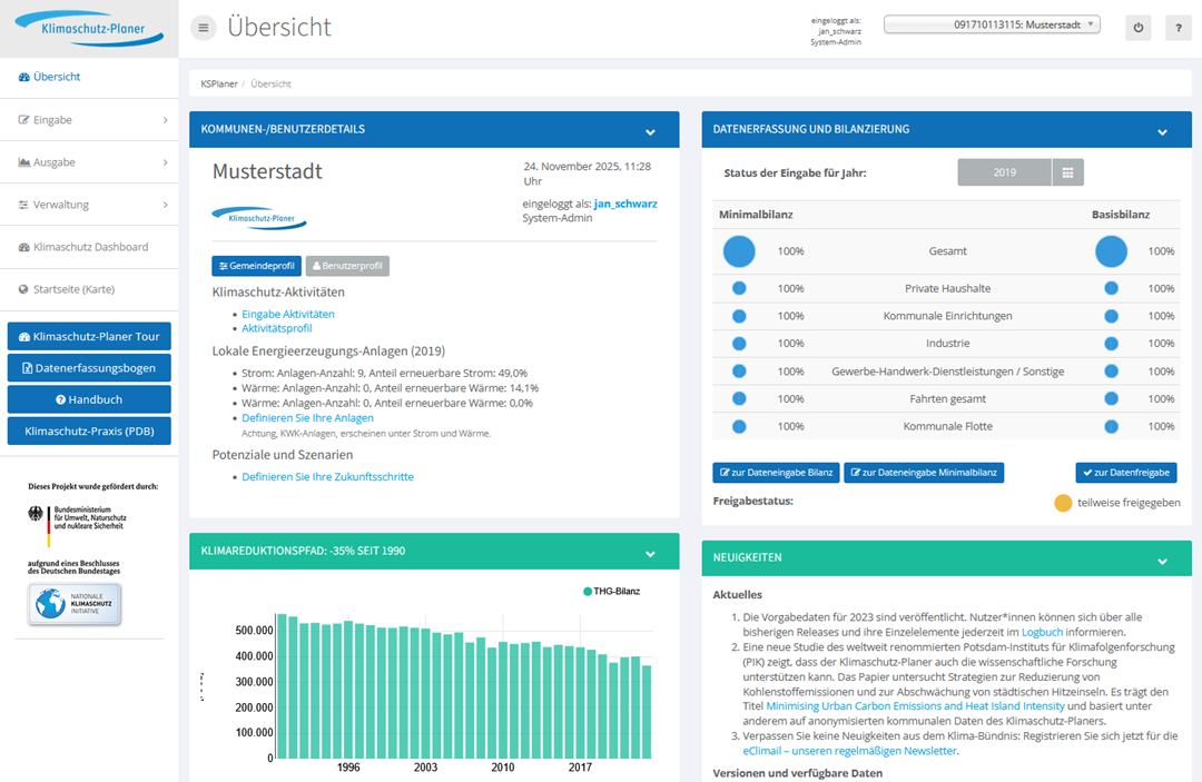 Screenshot des Klimaschutz-Planers